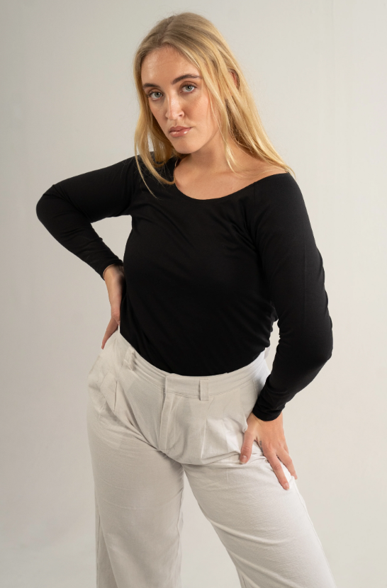 New Arrival - Stylish Dual-Tone Black & Beige Reversible Women's Top