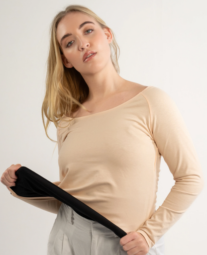 New Arrival - Stylish Dual-Tone Black & Beige Reversible Women's Top