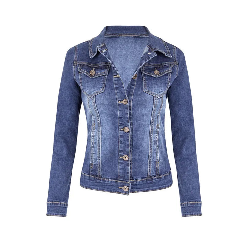 Women Long Sleeve Vintage Casual Jean Denim Jacket