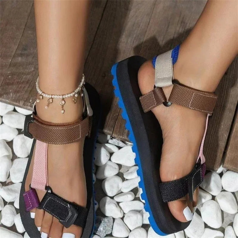 women Summer Flat Shoes Hemp Rope Set Foot Beach Sandals Outdoor