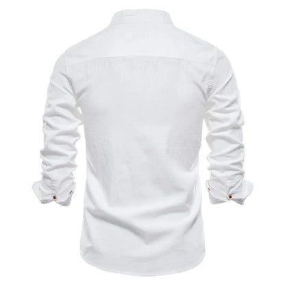 Men Cotton Social Shirt Solid Color High Quality Long Sleeve Shirt