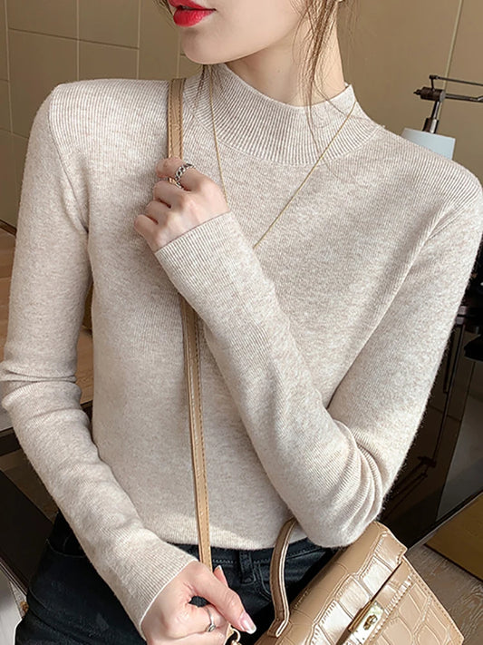 Women Sweater Long Sleeve Bottoming Knitted Sweater