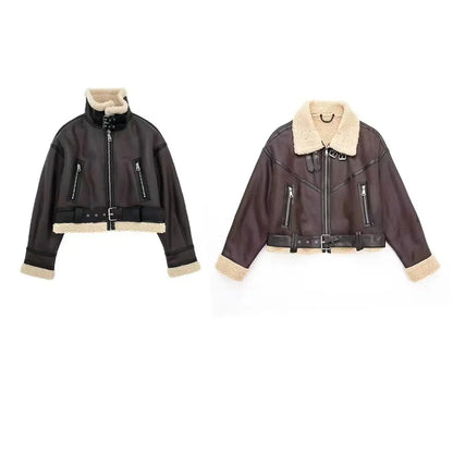 Women's Wear New Fashion Casual Versatile Double sided Short Jacket Coat