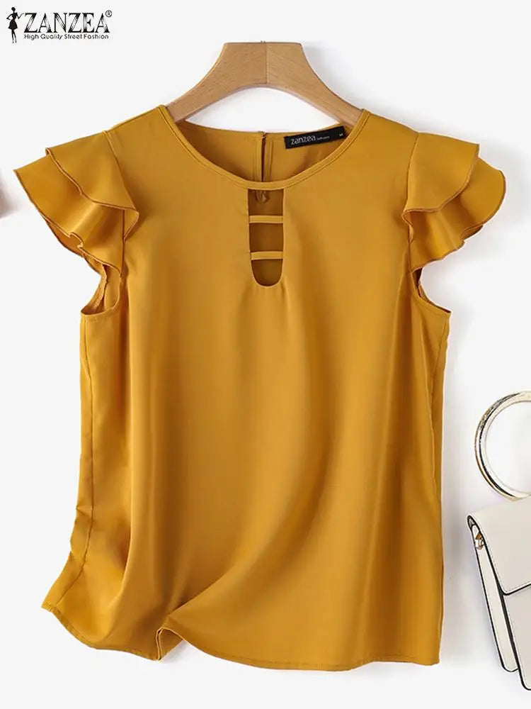 Women Blouse Hollow Out Tops Summer Fashion Short Tops