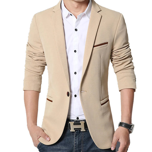Mens Casual Blazers Fashion Slim Fit Suit Jacket Single Breasted Business Office Social Blazers