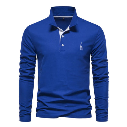 Men's Polo Shirts Solid Color Long Sleeve Polo Shirts for Men Social Business Polos