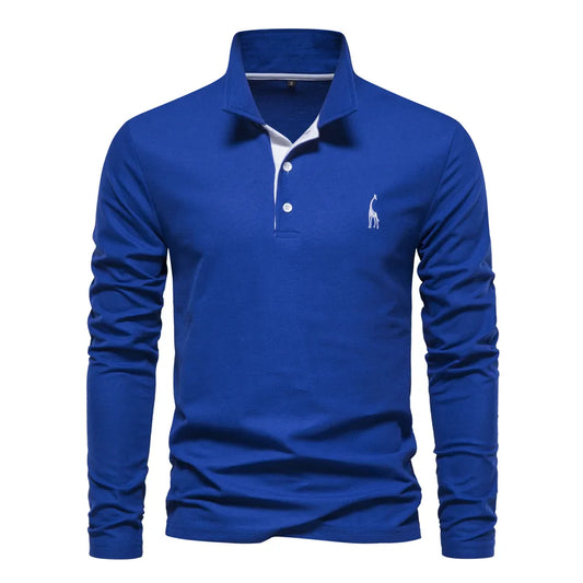 Men's Polo Shirts Solid Color Long Sleeve Polo Shirts for Men Social Business Polos