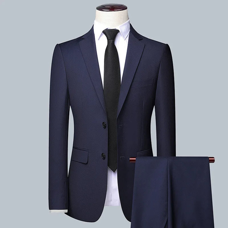 Men High Quality (Blazer+Waistcoat+Trousers) Business Elegant Fashion Suit Slim 3 and 2 piece Suit