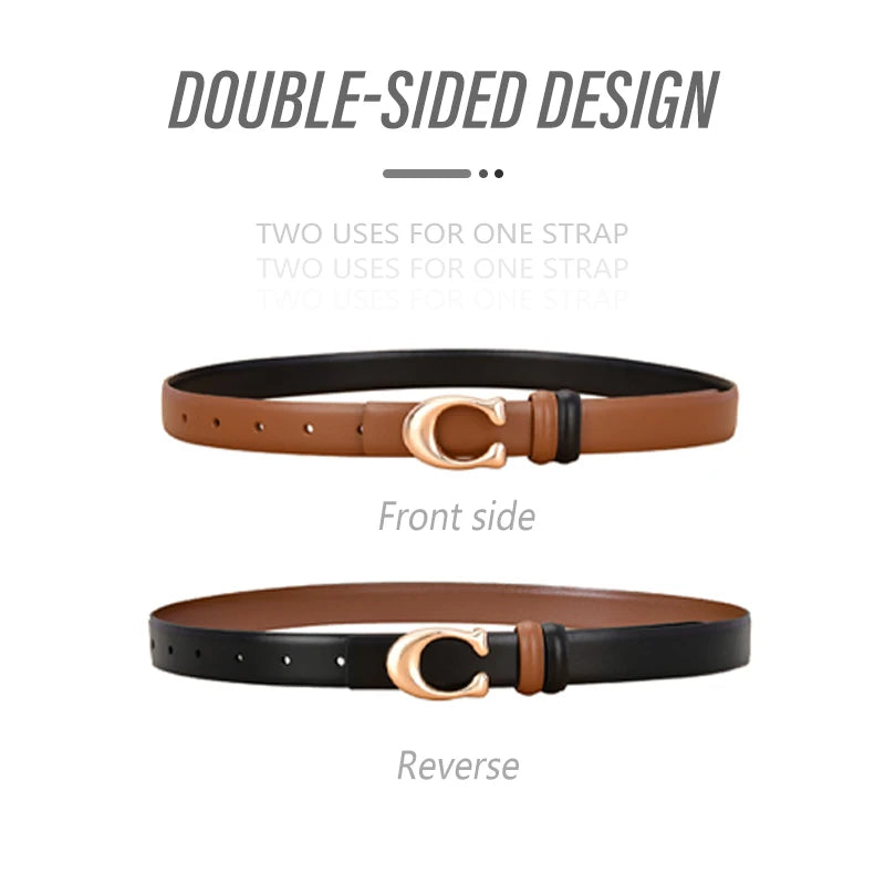 women's Double-sided design leather belt