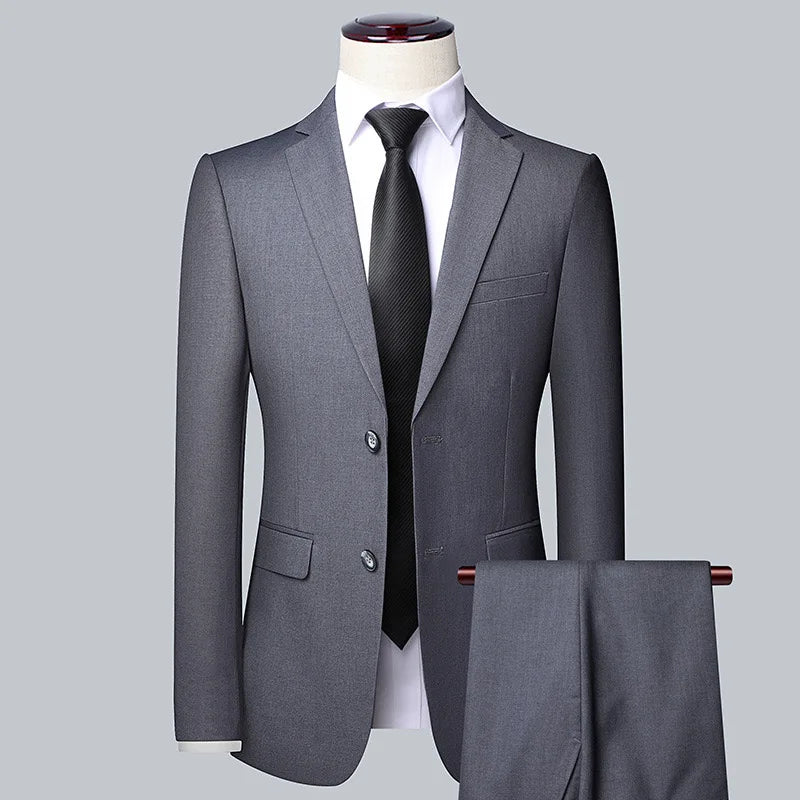 Men High Quality (Blazer+Waistcoat+Trousers) Business Elegant Fashion Suit Slim 3 and 2 piece Suit