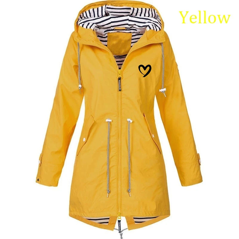 Women Outdoor Waterproof Rain Jacket Running Coat Jackets Climbing Hooded Sleeve Hooded Windbreaker Jacket