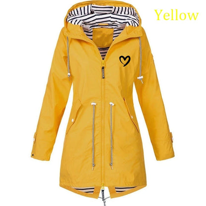 Women Outdoor Waterproof Rain Jacket Running Coat Jackets Climbing Hooded Sleeve Hooded Windbreaker Jacket