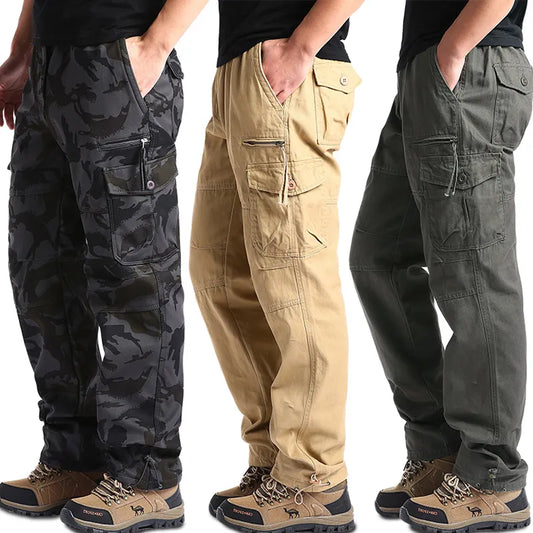 Men's Loose Straight Multi-Pocket Casual Pants Outdoor Training Sports Tactical Cotton Comfort Pants