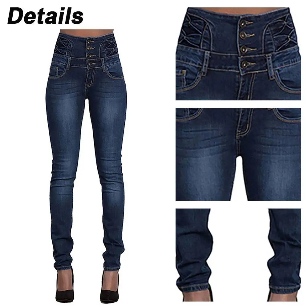 Women High Waist Slim Pencil Jeans Casual Elasticity Leggings Denim Pants.