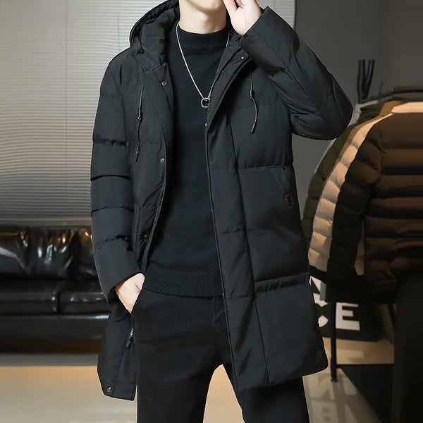 Men Hooded Casual Long Cotton Jackets