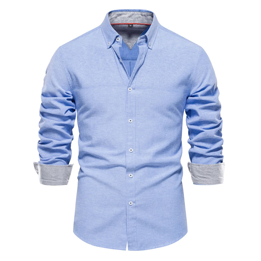 Men's Oxford Shirt Long Sleeve Button Down Social Business Casual Cotton Shirts