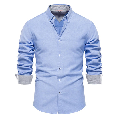 Men's Oxford Shirt Long Sleeve Button Down Social Business Casual Cotton Shirts