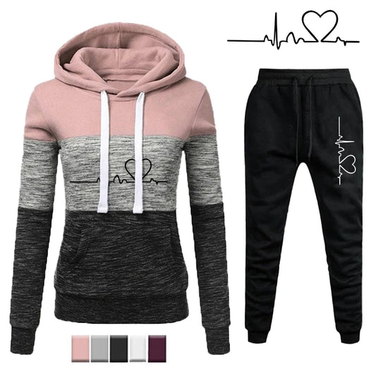 Women Hoodie Set Sportwear Suit Casual Jacket Sweatshirts and Pants 2 pcs Set Tracksuit