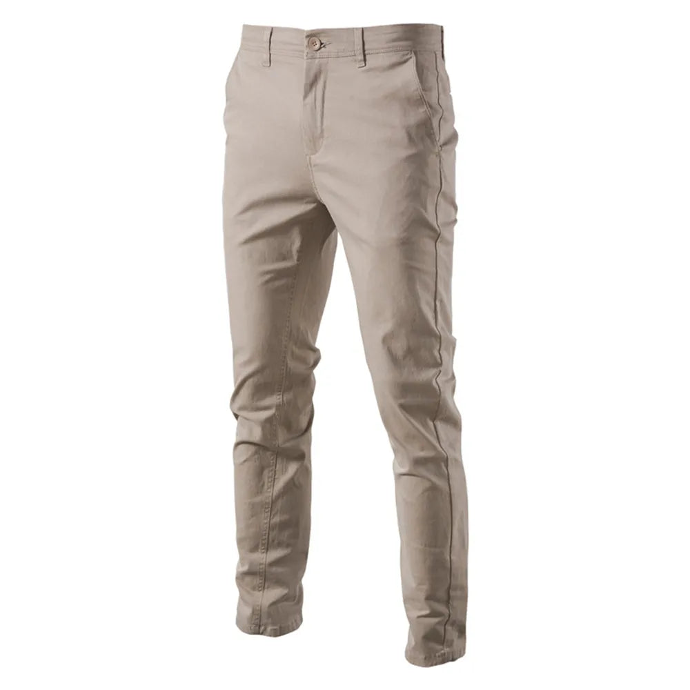 Men's Casual Cotton Trousers Slim Fit Pants High Quality Classic Business Pants